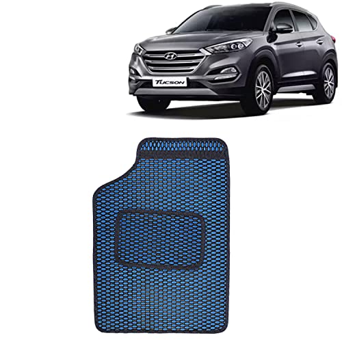 Image of Kingsway Dotted Design Car Floor Foot Mats Universal Fit for Hyundai Tucson, Model Year : 2022 Onwards, Water and Dustproof, Color Blue, Set of 5 Pieces