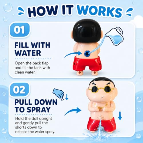 Image of Susu Shin-chan Toy for Kids & Adults Refillable Interactive Squeeze Water Sprayer Funny Peeing Boy Desk Toy Car Dashboard Showpiece Birthday Return Gift 11 cm