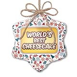 NEONBLOND Christmas Ornament Worlds Best Cheesecake, Happy Yellow Red White Blue Xmas