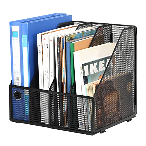 EasyPAG 4 Fächer A4 Metall Büro Schreibtisch Organizer Dokumentenhalter Aktenablage Zeitschriftenhalter Briefablage Papier Magazin Organisator,Schwarz