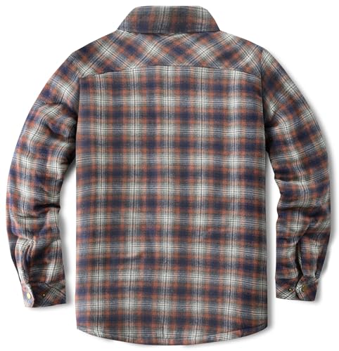 Image of Men's Sherpa Cotton Flannel Shirt Jacket Plaid Button Coat Pocket