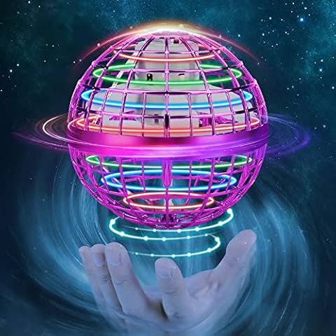 M&Hong Flying Orb Ball for Kids Adults, Hand Controlled Boomerang Ball, Soaring Flying Spinner Mini Drone, Hover Flying Ball Toy with LED Lights, Drone Ball Endless Tricks Gifts for Boys Girls Cover