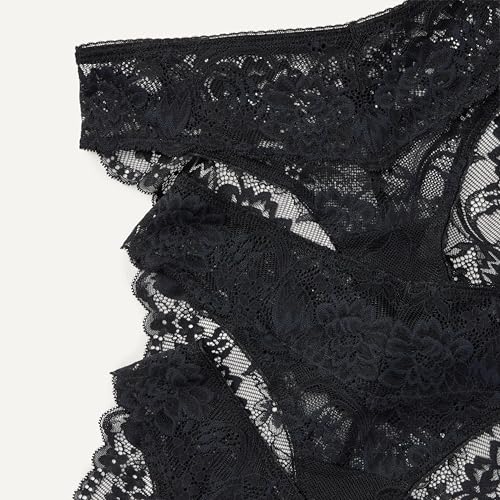 Amazon Essentials Women's Stretch Galloon Lace Knickers, Pack of 6, Black, Small - image 5