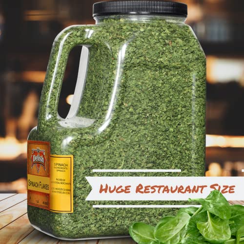 Gourmet Chopped Dried Spinach Flakes By Its Delish, 1 Lb Bulk Restaurant Gallon Size Container Jug With Handle – Premium Natural Dehydrated Spinach For Cooking, Camping, Backpacking - Easy To Use #TOP5