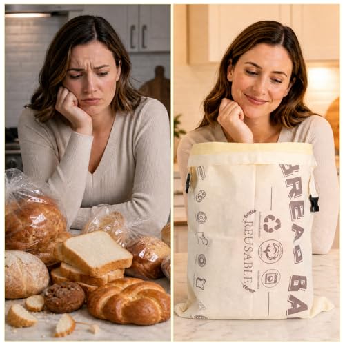 WOKICOR Sac à pain en cire d’abeille 32x42 cm, en coton biologique, réutilisable et lavable, idéal pour pain, baguettes, fruits et légumes, conserve la fraîcheur des produits de boulangerie – vue 6