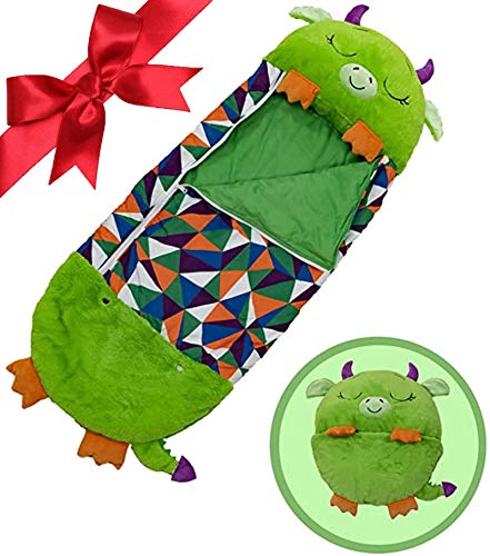 beautgreen Almohada y saco de dormir para niños, 2 en 1, almohada para siesta, divertido saco de dormir sorpresa de becerro verde (3-6 años)