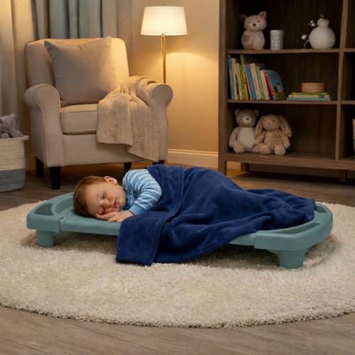 Image of Angeles SpaceLine Cot Toddler Size, Teal, AFB5731GN, Nursery, Daycare and Preschool Portable Nap Cot, Kids Indoor Classroom Sleeping and Rest Cots