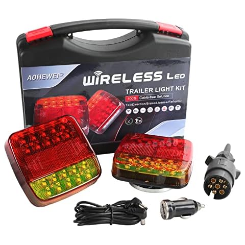AOHEWEI Wireless Lighting LED Set Magnetic Trailer Tail Lights Cable Free 12V/24V Truck Rear ECE EMC Approved for Trailer, Lorry, Caravan or Truck Cover