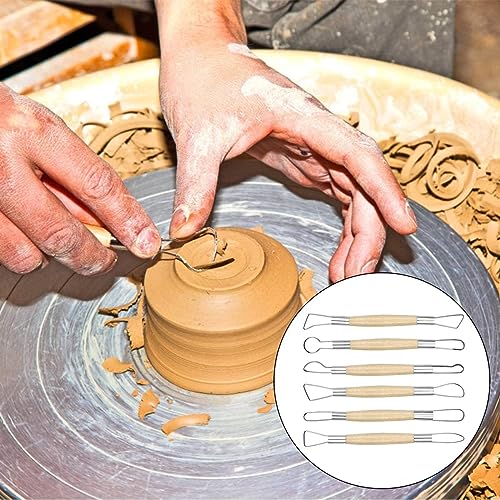 Bestgle 6pcs Clay Sculpting Tools Double Ended Wooden Ribbon Cutter Pottery Clay Modelling Carving Tool for Pottery Ceramics Sculpture Carving DIY Craft