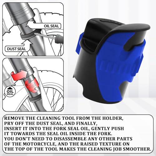 Image of 2 PCS Motorcycle Dirt Bike Fork Saver Seal Cleaner Tools, Motorcycle Front Fork Oil Level Seal Removal Tool Clean Driver, Fork Shock Absorber Repairing Maintenance Tool Set (Blue)