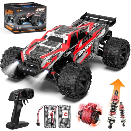 Gaeymy Coche Teledirigido Todoterreno 40 KM/H, 1:18 Coche Radiocontrol 2,4 GHz, 4x4 RC Drift Car Monster Truck con Luz LED y 2 Batería Recargable Control Remoto, Juguete Regalo para Adulto Niños Niñas