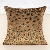 Alerfa Green Brown Floral Throw Pillow Cover 20 x 20 Inch Cut Velvet Sqaure Luxury Decorative Pillow Cover for Couch Living Room Bedroom