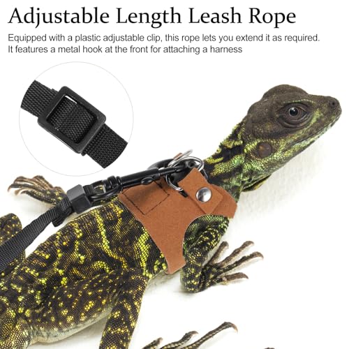 Image of 3 Pack Bearded Dragon Harness and Leash Set, Adjustable Lizard Leash Soft Small Animal Traction Rope, Vest Accessories for Squirrel Rat, Gecko, Bearded Dragon Harness