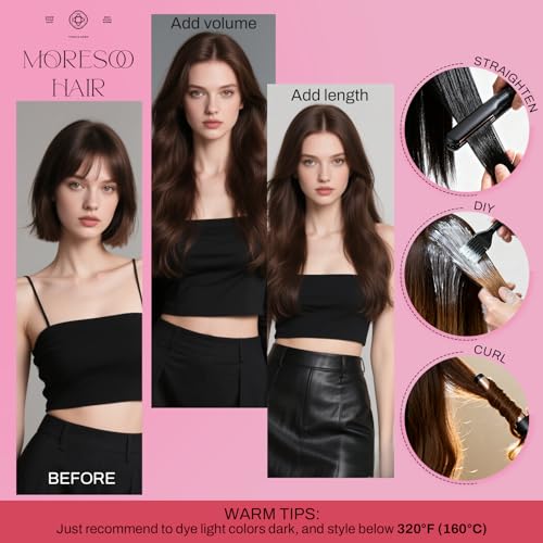 Image of Moresoo Burgundy Tape in Extensions Real Human Hair Seamless Hair Extensions Wine Red Human Hair Extensions Tape in Extensions Silky Straight Human Hair 14 Inch #99J 20pcs 40g