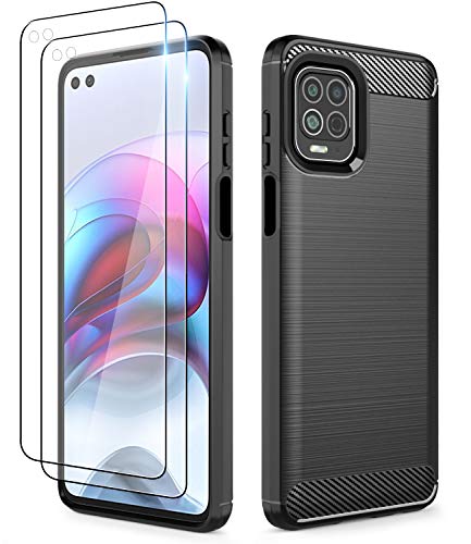 Dzxouui for Moto Edge S Case with HD Screen Protector,Motorola G100 Case,Shockproof Soft Cover TPU Phone Cases for Motorola Moto Edge S/Motorola Moto G100(DL-Black)