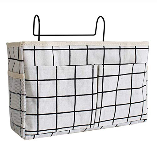 gerFogoo Cama Organizador Colgante con Ganchos de Metal Litera Almacenaje Bolsillo para Top Litera Dormitorio Mesita Almacenamiento para Libros Teléfonos Control Remoto - Multi-style04