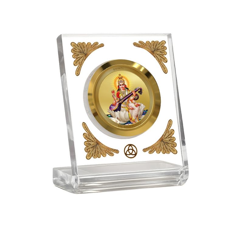 Image of DIVINITI 24K Gold Plated Religious Car Dashboard Frame | Premium God Idol Frame for Car, Home Mandir & Office Table | Spiritual Gift, Decorative Showpiece