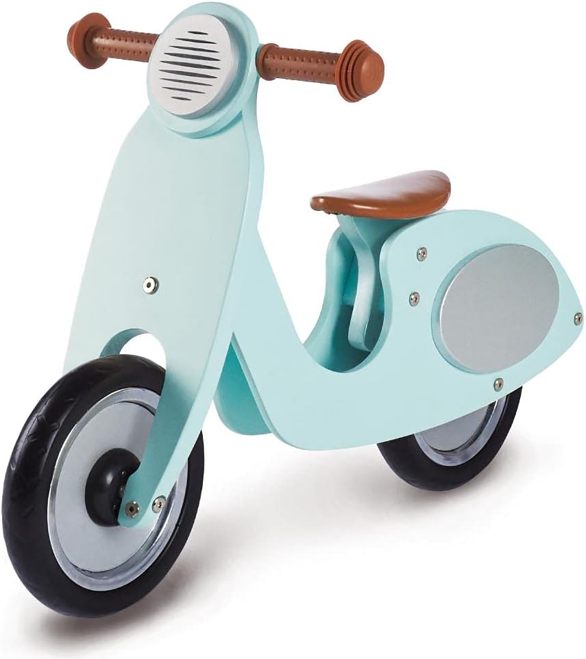 Pinolino Vespa Wanda Wooden Balance Bike, Non-Puncture Tyres, Saddle Adjustable to 3 Positions, for Children Aged 3-5 Years, Mint