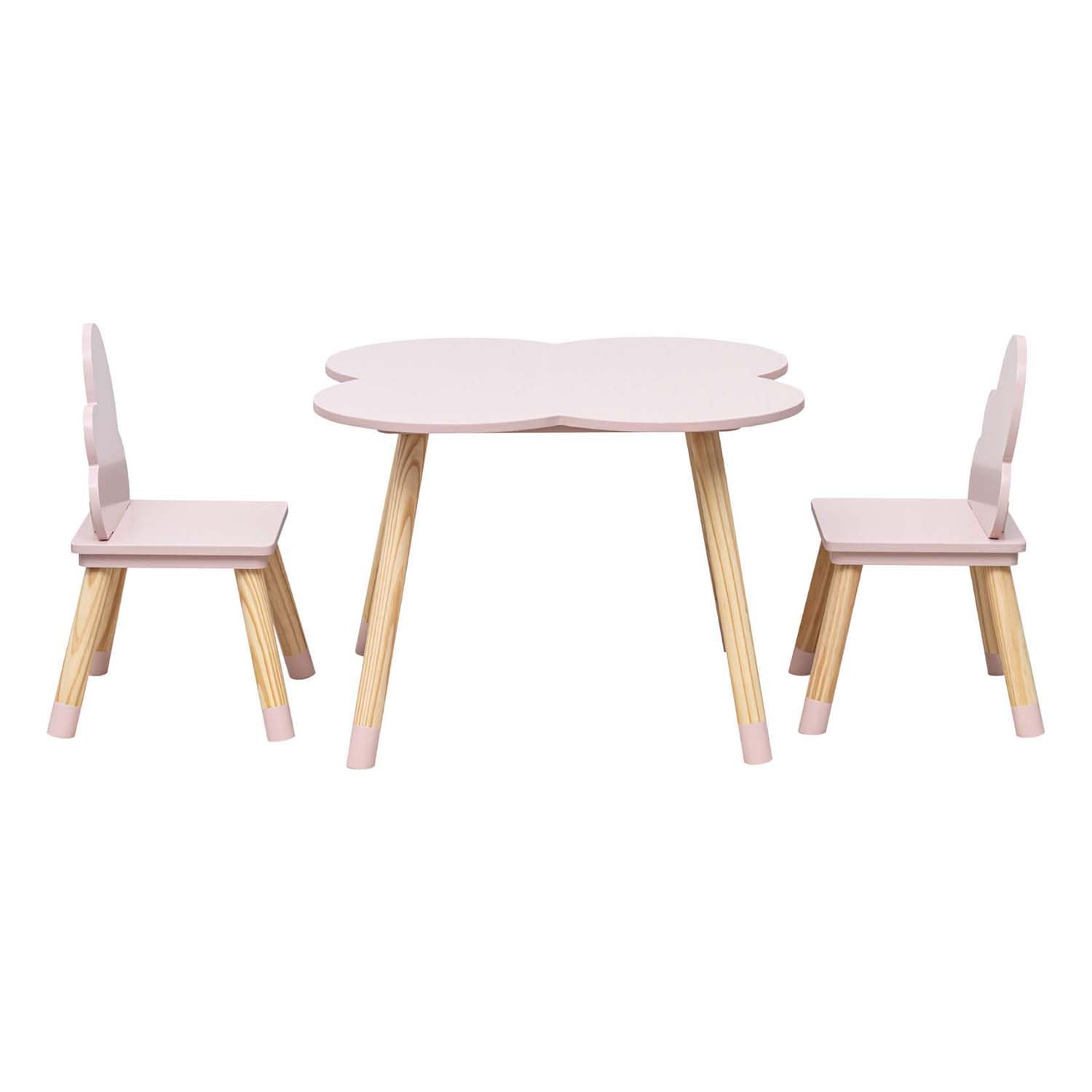 Rebecca Mobili Set de Mesa y 2 Sillas para Niños, para la Decoración de la Habitación de los Niños, Rosa Marrón, MDF Pino - Dimensiones: 44 x 60 x 60 cm / 50 x 25 x 25 cm - Art. RE6899