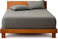 Decolab Jogo de Lençol Malha 100% Algodão Extra Macio - Roupa De Cama Antiácaro, Inclui Lençol Com Elástico (Forro) E Fronhas (Cinza-escuro, Casal Simples)