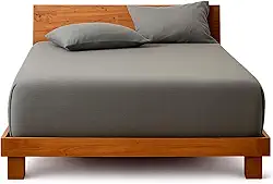 Decolab Jogo de Lençol Malha 100% Algodão Extra Macio - Roupa De Cama Antiácaro, Inclui Lençol Com Elástico (Forro) E Fronhas (Cinza-escuro, Casal Simples)