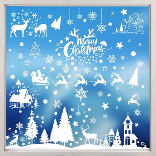 {Adhesivos Navidad Ventana Adhesivos Pegatinas Navidad Ventanas Cristal, SODREE Pegatinas de Ventana de Navidad, Adhesivos Navidad Ventana Reutilizables de PVC...
