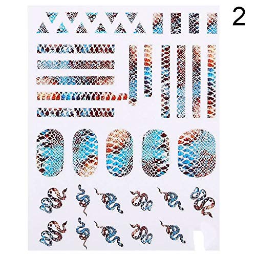 ZJMIYJ Nagelsticker,6 Pc Black Snake   Sexy Frau Nail Art Aufkleber White Flower Snake Nail Decal Nail Adhesive Sticker Decals Nail Decorations – Bild 3