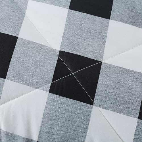 Image of Caressma Black White Comforter Set Twin Size, Classic Buffalo Plaid Comforter Bedding Comforter Sets, Stylish Geometric Plaid Fluffy Home Decor for All Seasons