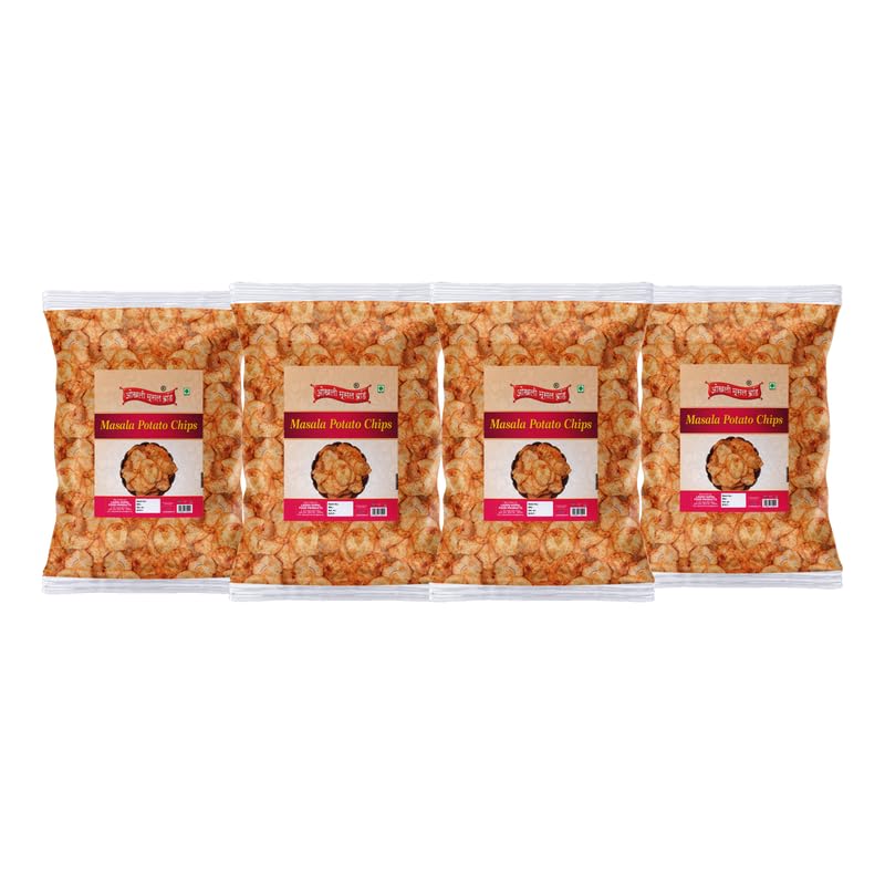 Image of OKHLI MUSAL BRAND Chilli Potato Chips | Aloo Chips Low Fat Masala | Sliced Potato Chips | Party Snacks | Evening Snacks Masala PATTA Wafer /Chips Potato Wafer Party Crunchy Munchy Snack-900g*4Pack