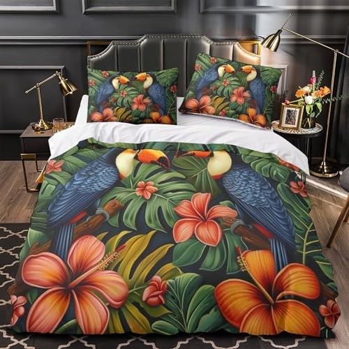 Housse de couette oiseaux 3D grand format 260x220 fermeture éclair lit - 4