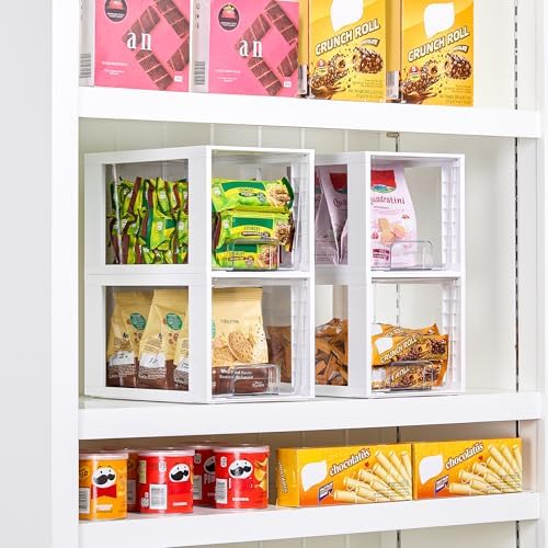 4 Pack Large Stackable Storage Drawers,White,Easily