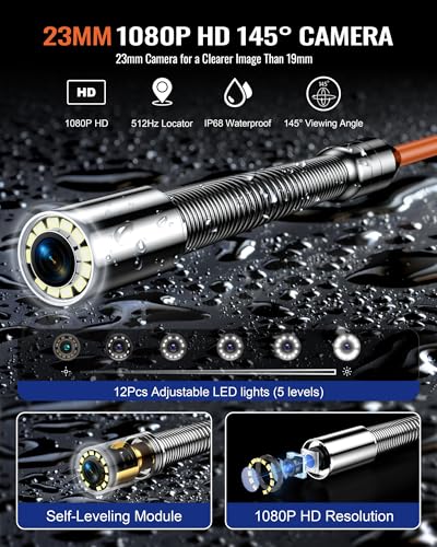 Cámara portátil para alcantarillado de 9'' con sonda de 512Hz - DVR 32GB - 300 pies/91.5 m miniatura 3