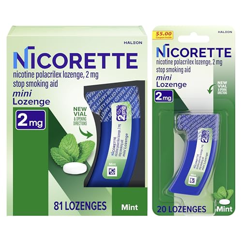 Nicorette 2 mg Mini Nicotine Lozenges to Help Stop Smoking - Mint Flavored Stop Smoking Aid 1-Pack 101 Count