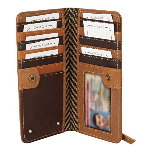 Vaan & Co Bifold Wallet RFID Protection, Upcycled Genuine Leather (Brown Black)4