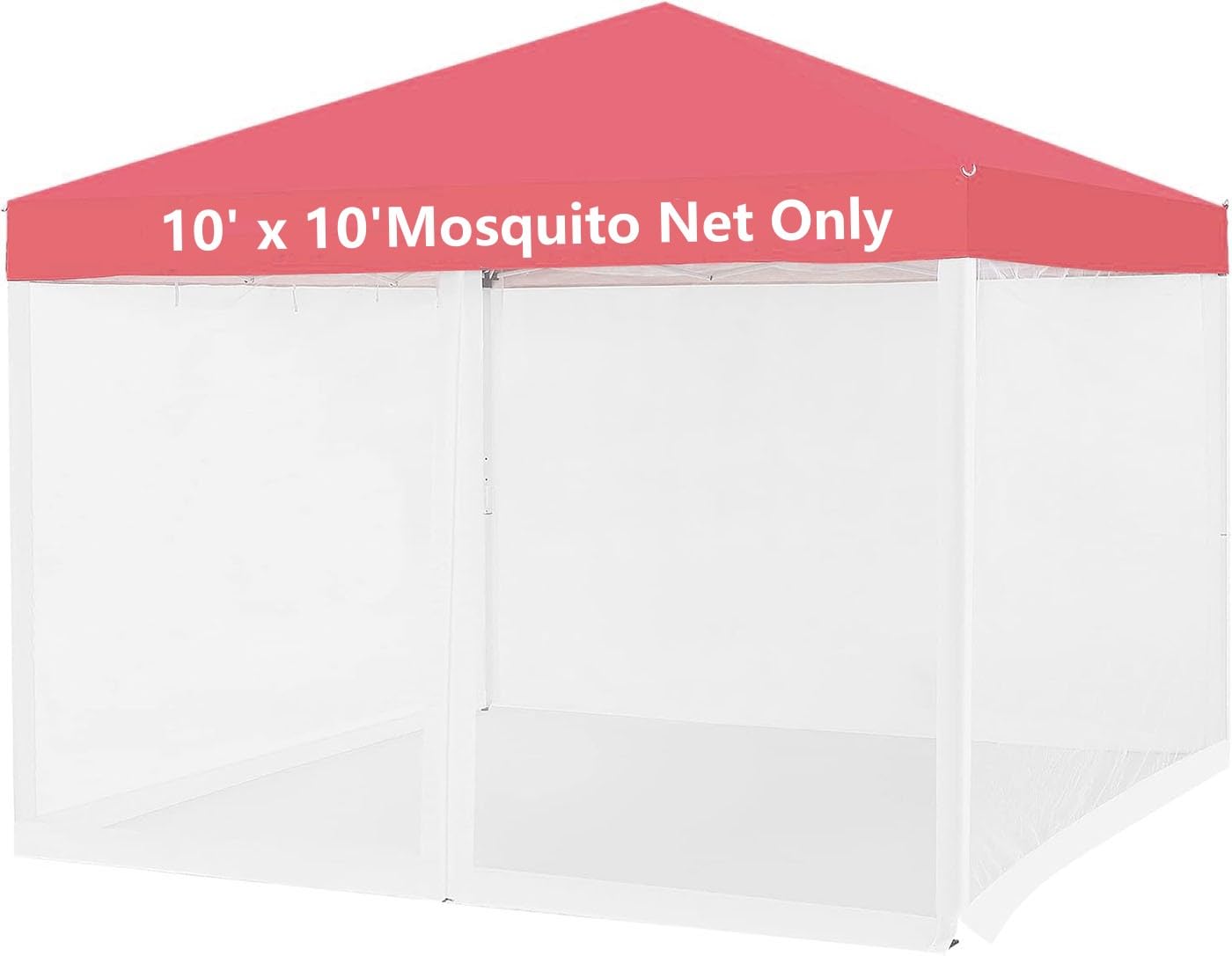 Mosquito Net for Outdoor Gazebo Canopy 4-Panel Canopy Screen Wall with Zipper for 10 x 10' Patio Gazebo and Tent (Mosquito Net Only) 10' x 10' Black (White with Rings)