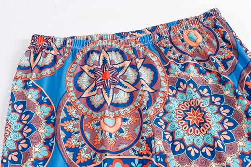 Image of Vozanet Women's Short Sleeve Top and Shorts Pajama Sets Plus Size V Neck Colorful Flower Nighty Loungewear With TWO Pockets