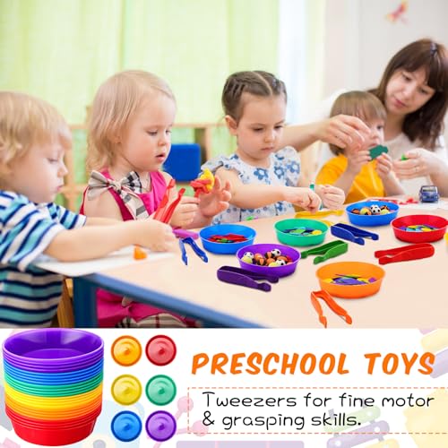 Image of 48 Pcs Sorting Bowls for Preschool 6 Colors Counting and Sorting Bowls for Toddlers Early Math and Fine Motor Skills STEM Sets Gift for Toddlers Kids