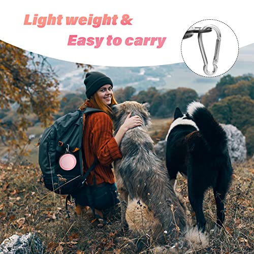 Image of SLSON Plastic, Dog Bowl Pet Collapsible Bowls, 2 Pack Collapsible Dog Water Bowls, Portable Pet Feeding Watering Dish 2 Carabiners (Small, Fairy Pink+Sprout Green, 12.7 X 9 X 5.5 Cm)