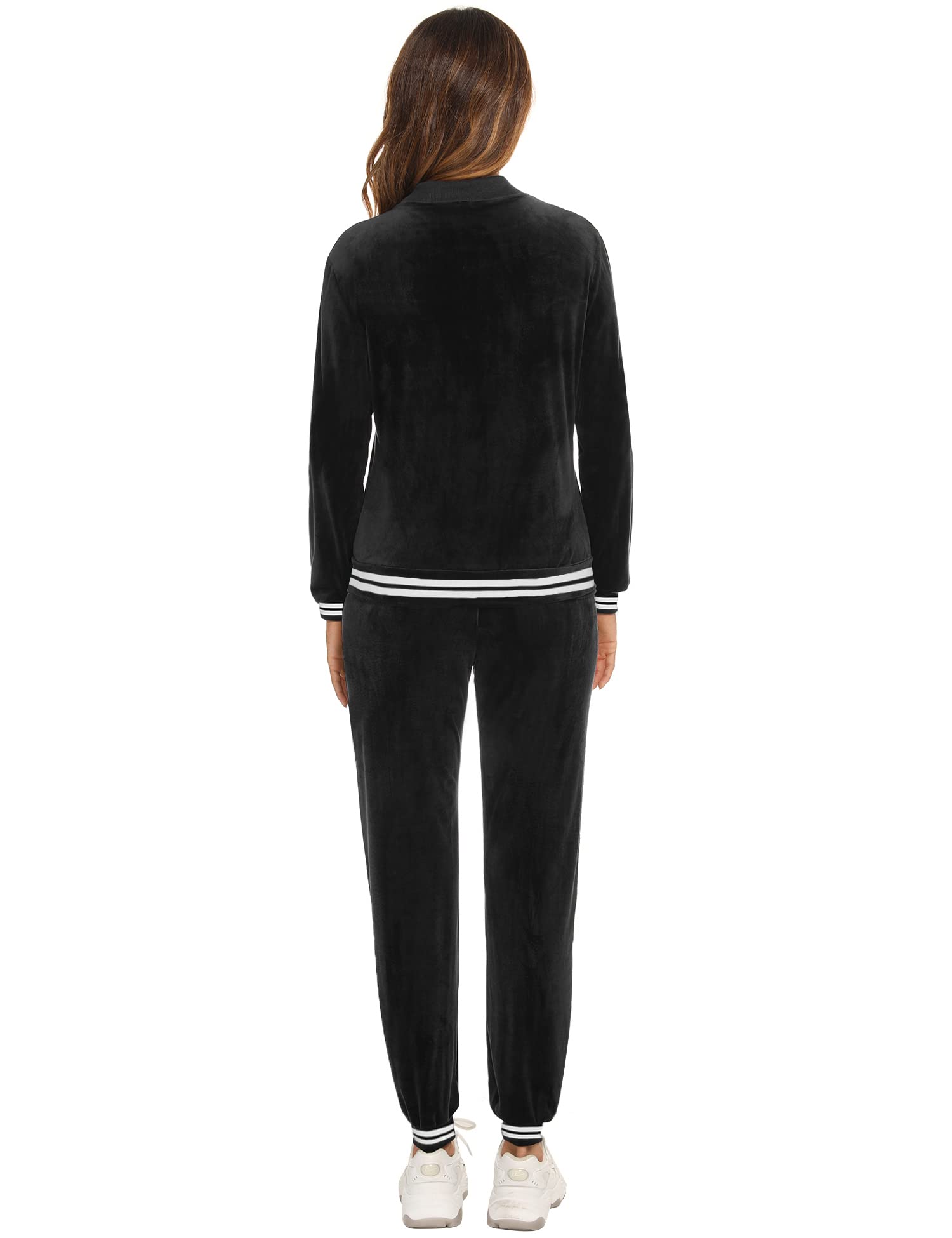 Survêtement Ensemble Velours Femme à Capuche Zippés Sportswear en Velours Sweat à Manche Longue Pantalon pour Jogging Tennis Gym Yoga Vêtements de Fitness