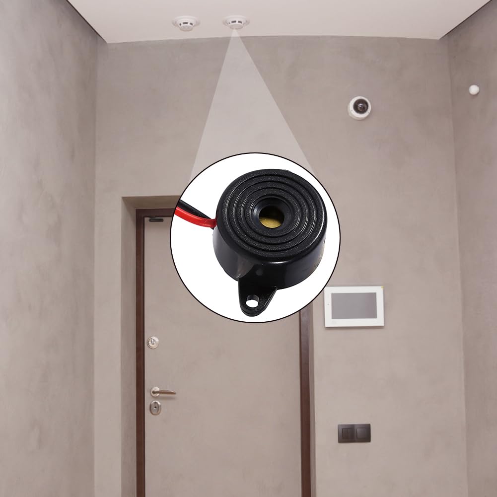 Buzzer Elettronico, Allarme Elettronico Diffusore di Suoni Continuo Altoparlante a Beep elettrico con Cavo Alto Decibel Alimentazione DC 12V Tono Forte Attivo Sirena Piezo Integrazione