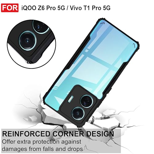 Image of Zapcase Back Case Cover for Vivo T1 Pro 5G / iQOO Z6 Pro | Compatible for Vivo T1 Pro 5G / iQOO Z6 Pro Back Case Cover | Clear Case with Camera Protection | (TPU + PC | Matte Black)