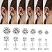 6 Pairs Hypoallergenic Stainless Steel Stud Earrings Cubic Zirconia Earrings Set 14K Gold Plated Multipack 3-8mm