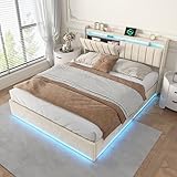 BSMGSGN Letto Matrimoniale con Contenitore 160x200 cm, Letto Imbottito con Sistema di Soll...