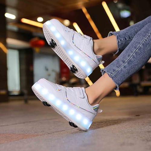 16 LED Light Up Kids Roller Skate Shoes with 4 Detachable Wheels, Sneakers for Boys Girls Birthday Thanksgiving Christmas Day4