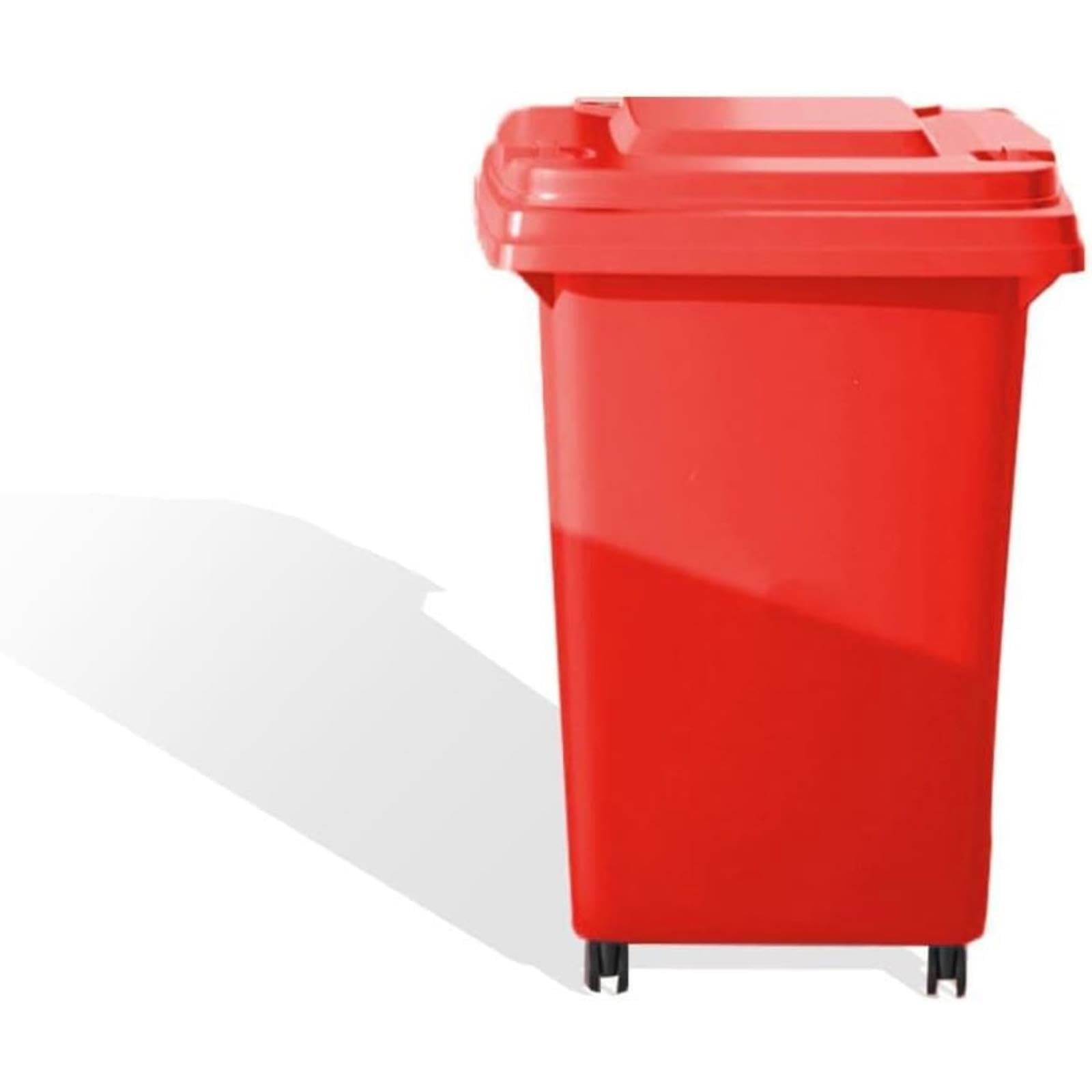 VITIWEDTY Wheeled Outdoor Garbage Can, Multi-Color Heavy Duty Trash Bin for Backyard, Garage, Deck and Commercial Use (Red 50L)