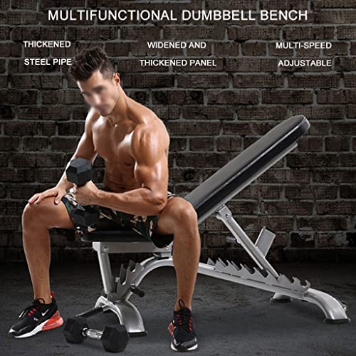Halterbank 7 rugleuning verstelbaar zwart, Commerciƫle supine board sit-up fitnessapparatuur Home Buikspierbord Multifunctionele fitnessstoel Met rollen, gemakkelijk te verplaatsen, belastbaar 600kg - Image 4