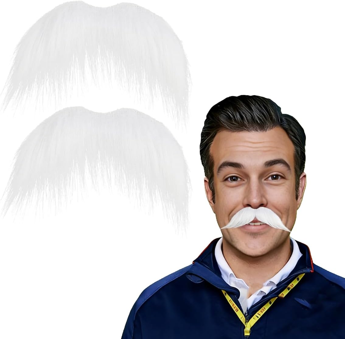 2pcs Fake Mustache Set Fake Beard Facial Hair Kit for Costume Halloween and Festival Party