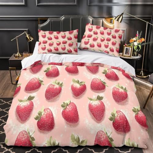 Fraise aquarelle housse de couette 160x200 pour une chambre d'enfant fruitée et vitaminée
