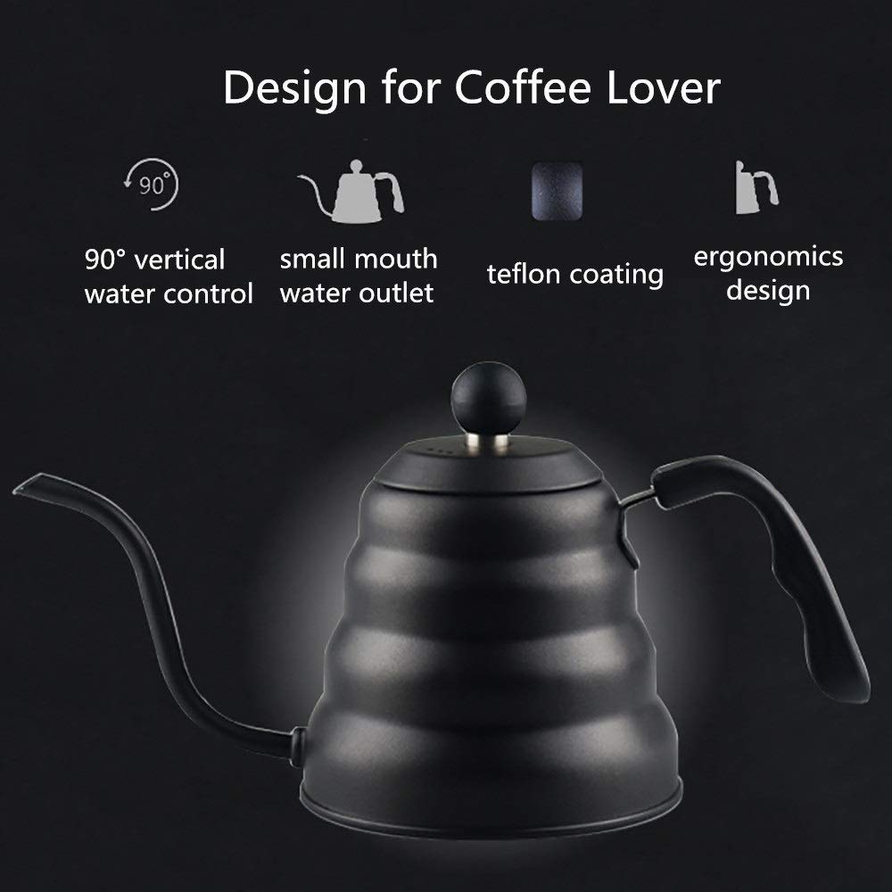 XINGYU Jarras de café y té Acero Inoxidable Tipo de Goteo Boca Fina Hervidor de café Aislamiento de Boca Larga Cafetera para Amante del café 1000ml 1200ml para Jugo de café Leche