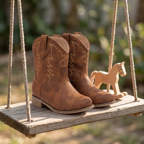Image of Motasha Toddler Girls Cowgirl Boots Glitter Toddler Cowboy Boot Ankle Girls Boots Little Kids Horse Riding Shoes Party Birthday
